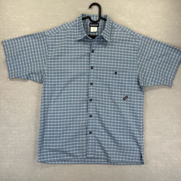 Patagonia M's Puckerware Short Sleeved Shirt Button Up Gingham Plaid Size M - Picture 2 of 10